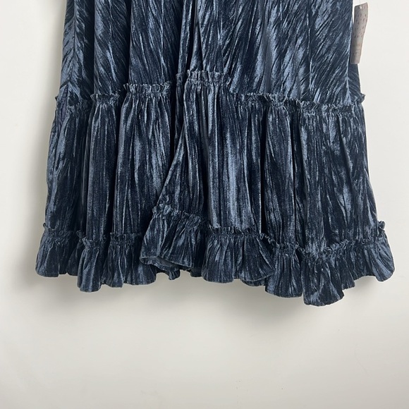 NEW Free People Small Pleated Plush Swing Tiered Mini Dress In Rare Night - Picture 5 of 13